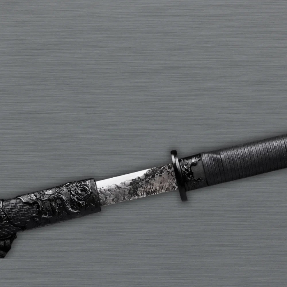 Japanese ninja sword with black dragon design