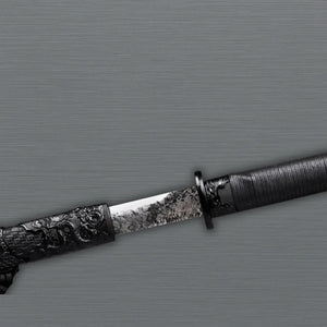 Japanese ninja sword with black dragon design