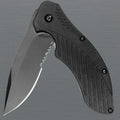 Black Serrated Pocket Knife Drop Point EDC Folder