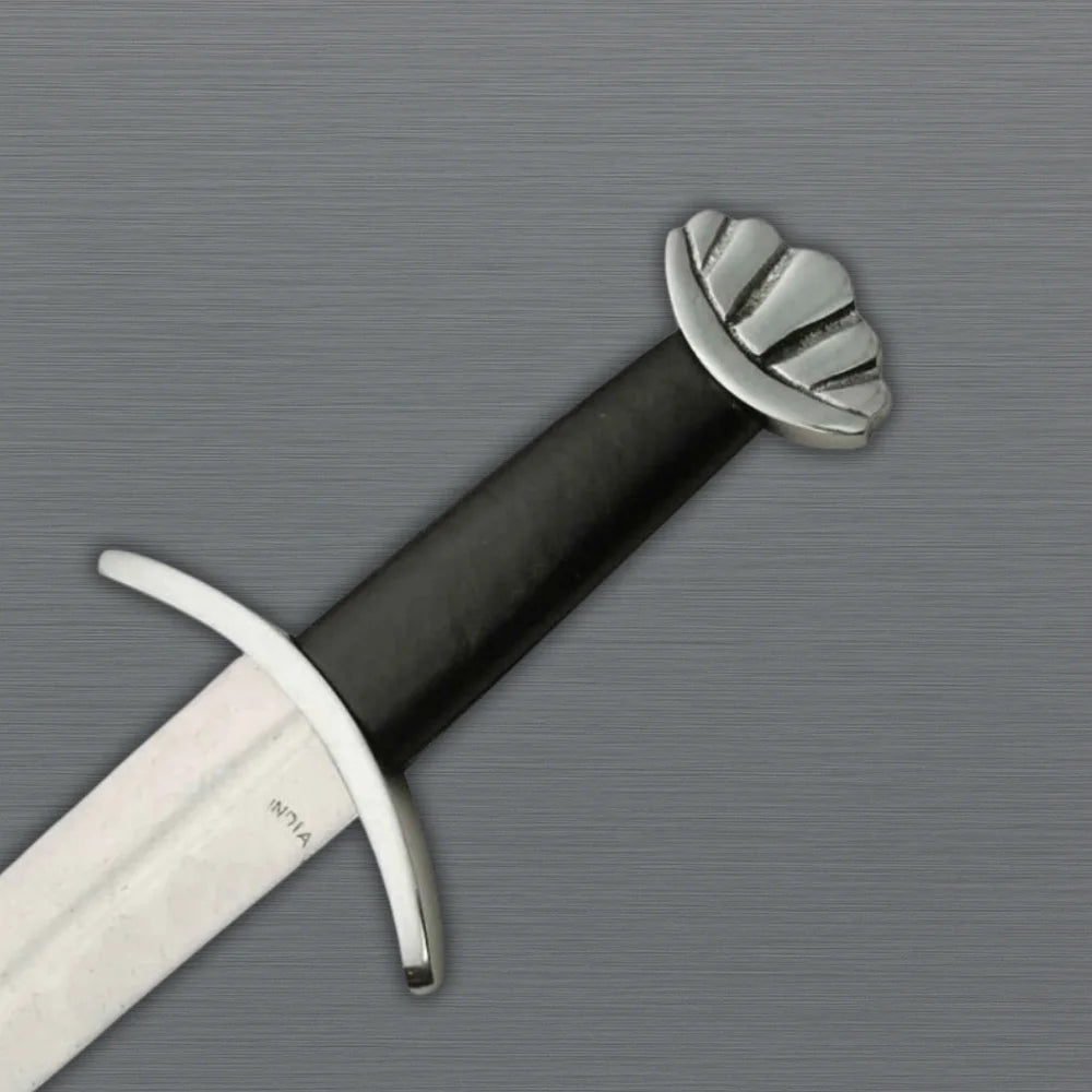 Black rune engraved Viking sword blade detail