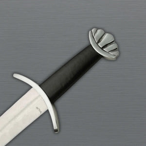 Black rune engraved Viking sword blade detail