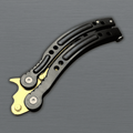 CSGO Practice Balisong Gold Dull Blade Butterfly 9.5" Knife