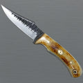 Carbon Steel Hunting Knife Leather Sheath & Bone Grip