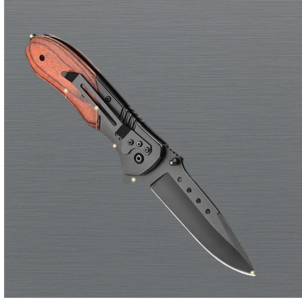 Compact Folding Pocket Knife Wood Handle