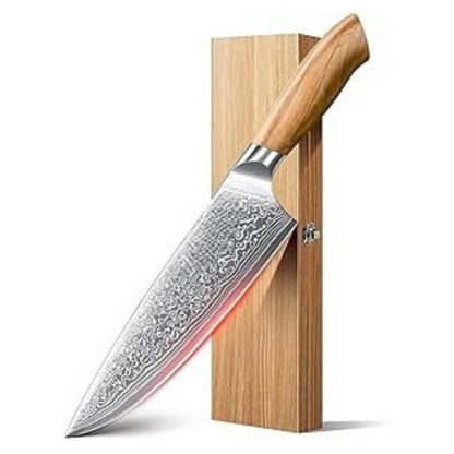 Olive Wood Handle Damascus Chef Knife 67-Layer Blade