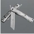 Damascus Folding Knife Bamboo Style with Clip & Sheath