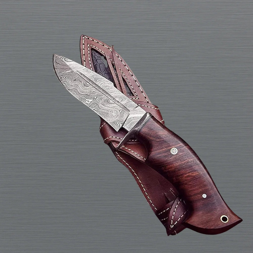 Handmade Damascus Hunting Knife Walnut Wood Handle
