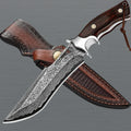 Full Tang Damascus Hunting Knife Rosewood Handle