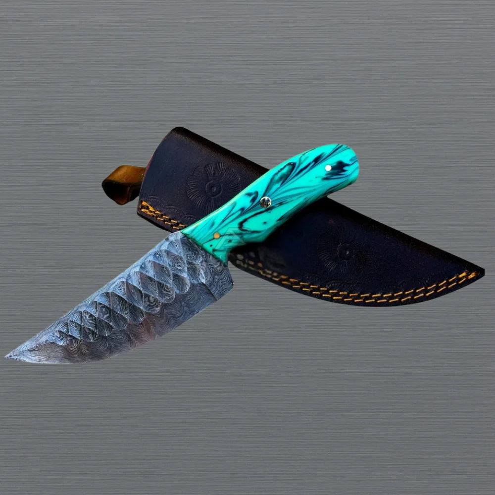 Hand Forged Damascus Skinner Knife Gift for Dad