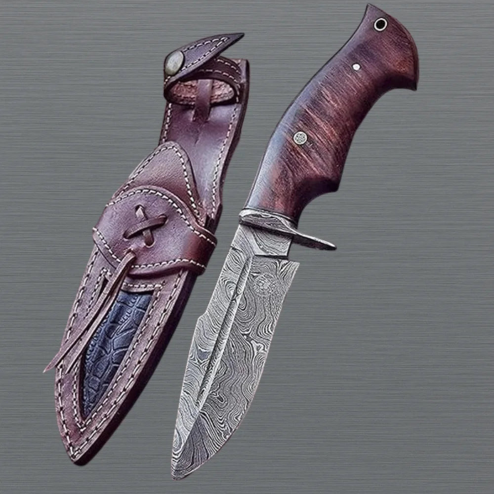 Handmade Damascus Hunting Knife Walnut Wood Handle