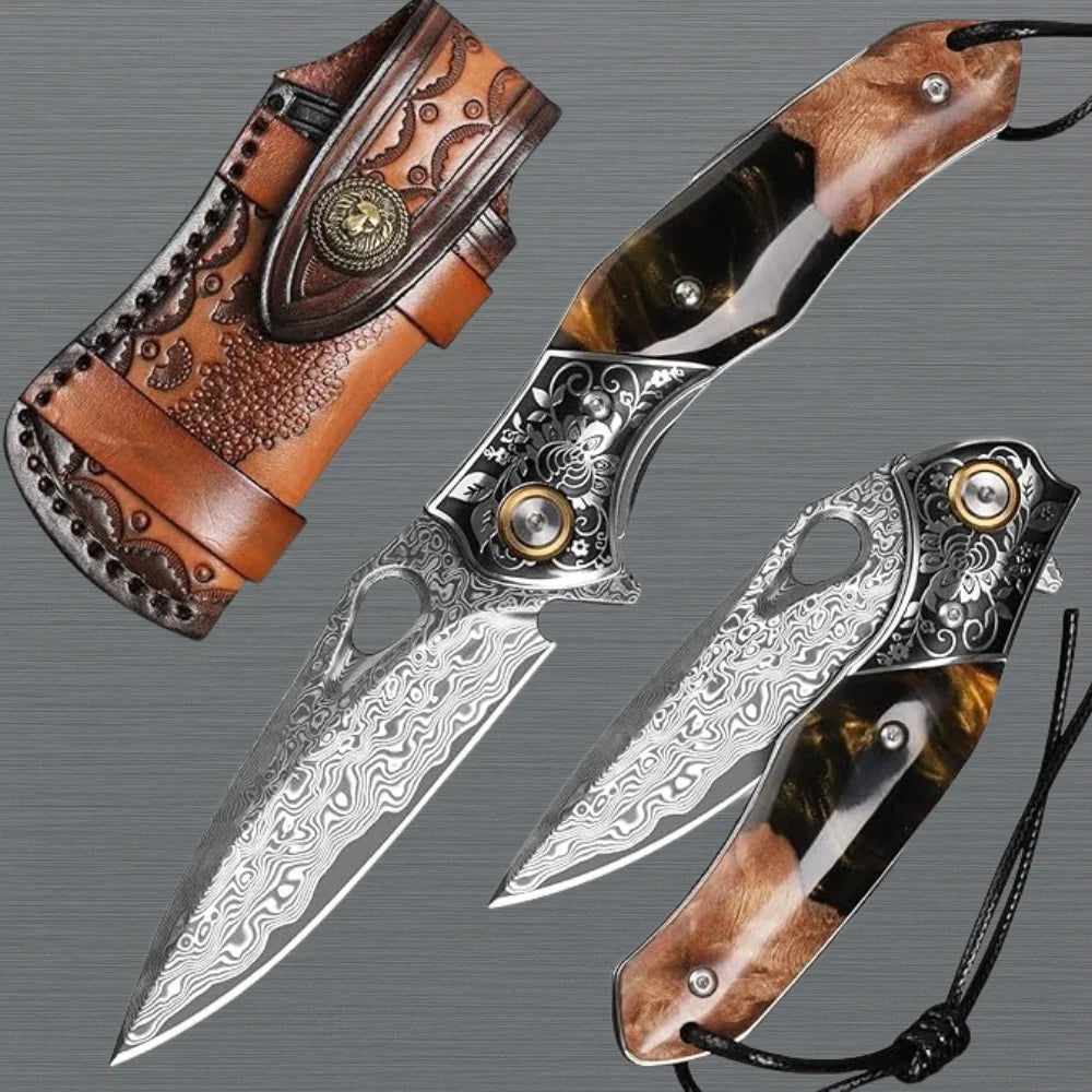 Handmade Damascus Pocket  Knife With VG10 Blade