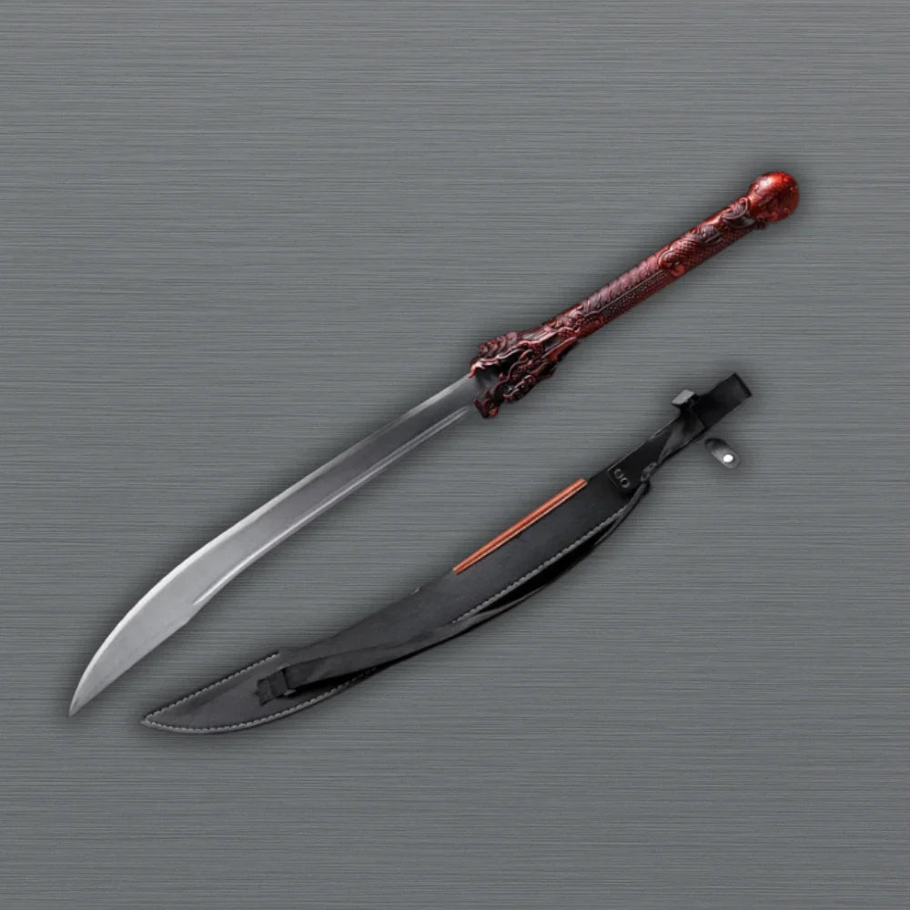 Blood Red Dragon Chinese Broadsword 1095 steel full view