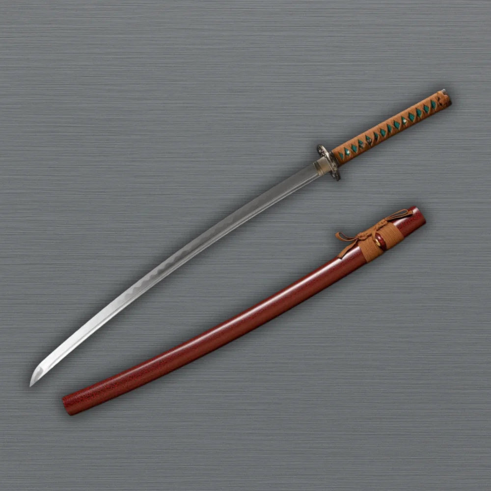 Japanese samurai katana sword with sharp red design