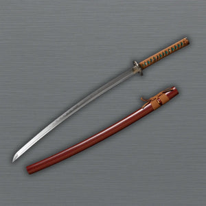 Japanese samurai katana sword with sharp red design