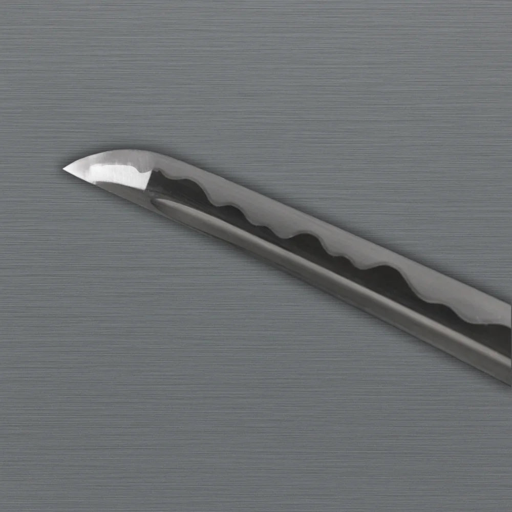 Close-up of sharp katana blade and tang