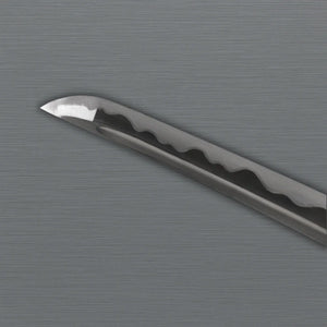 Close-up of sharp katana blade and tang