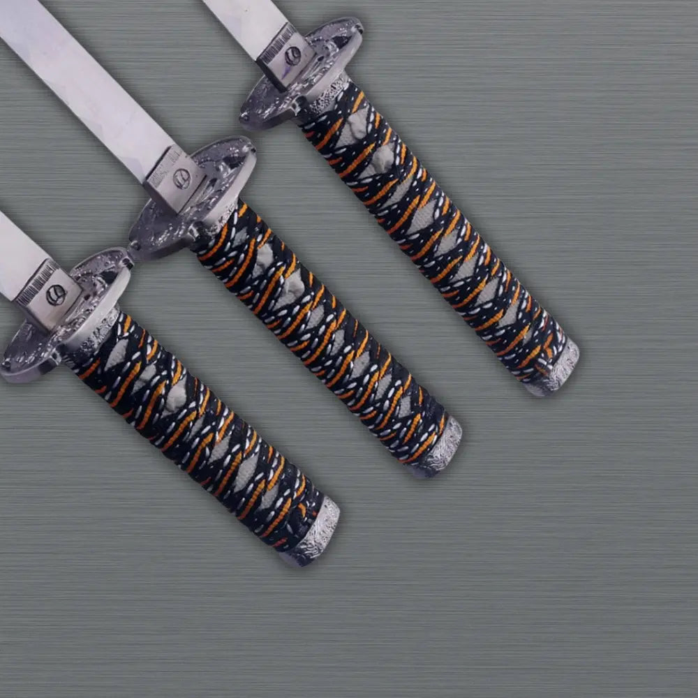 Ninja Symbol 3-piece Blue Samurai Swords 