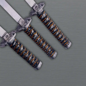 Ninja Symbol 3-piece Blue Samurai Swords 