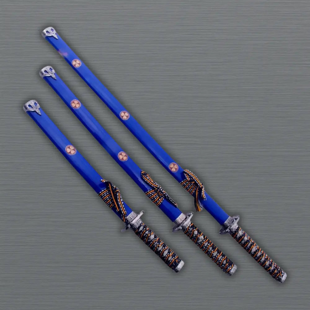 Ninja Symbol 3-piece Blue Samurai Swords Set