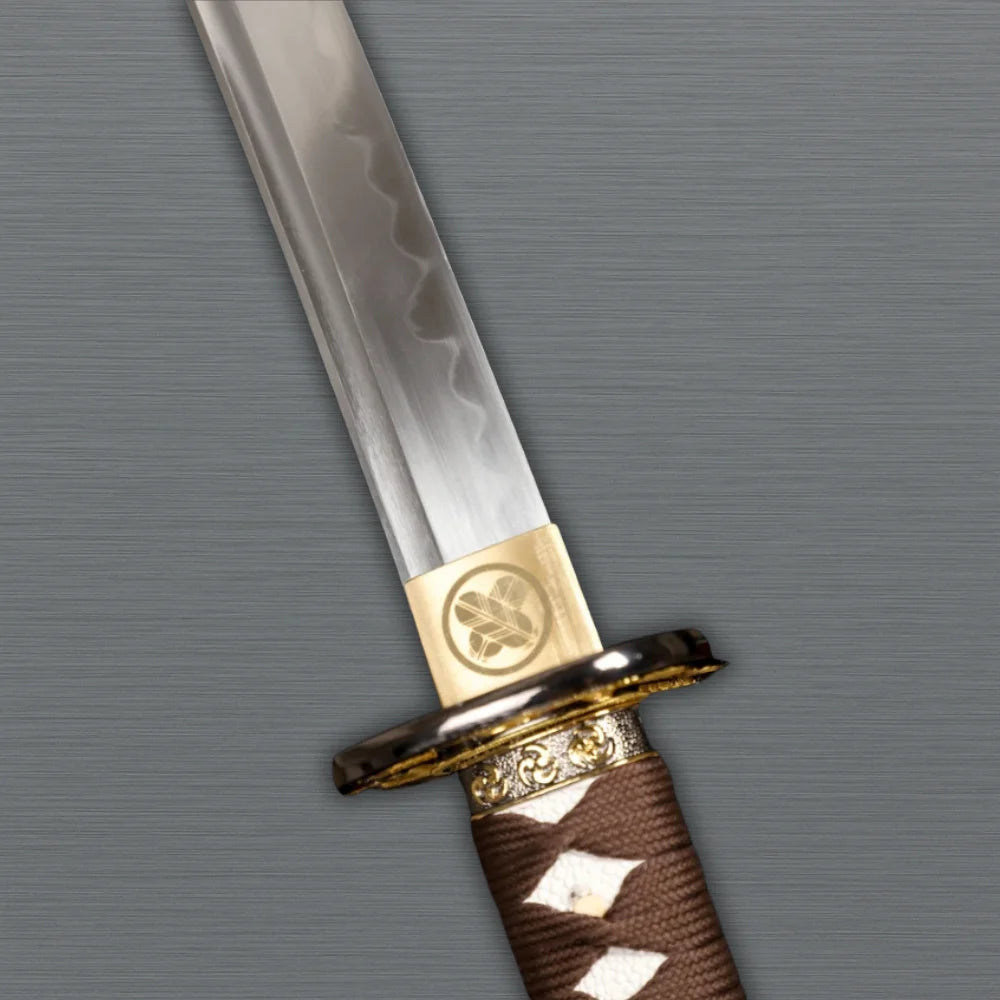 Close-up of real hamon pattern on katana blade