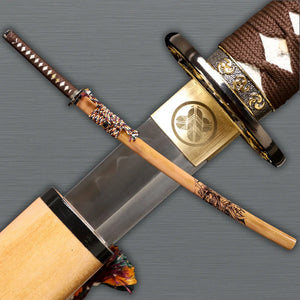 Authentic hamon katana with wooden scabbard