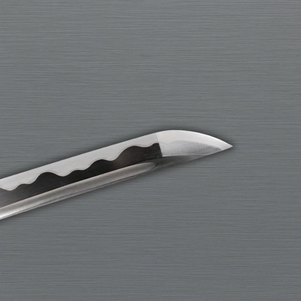 Japanese samurai sword with polished steel blade