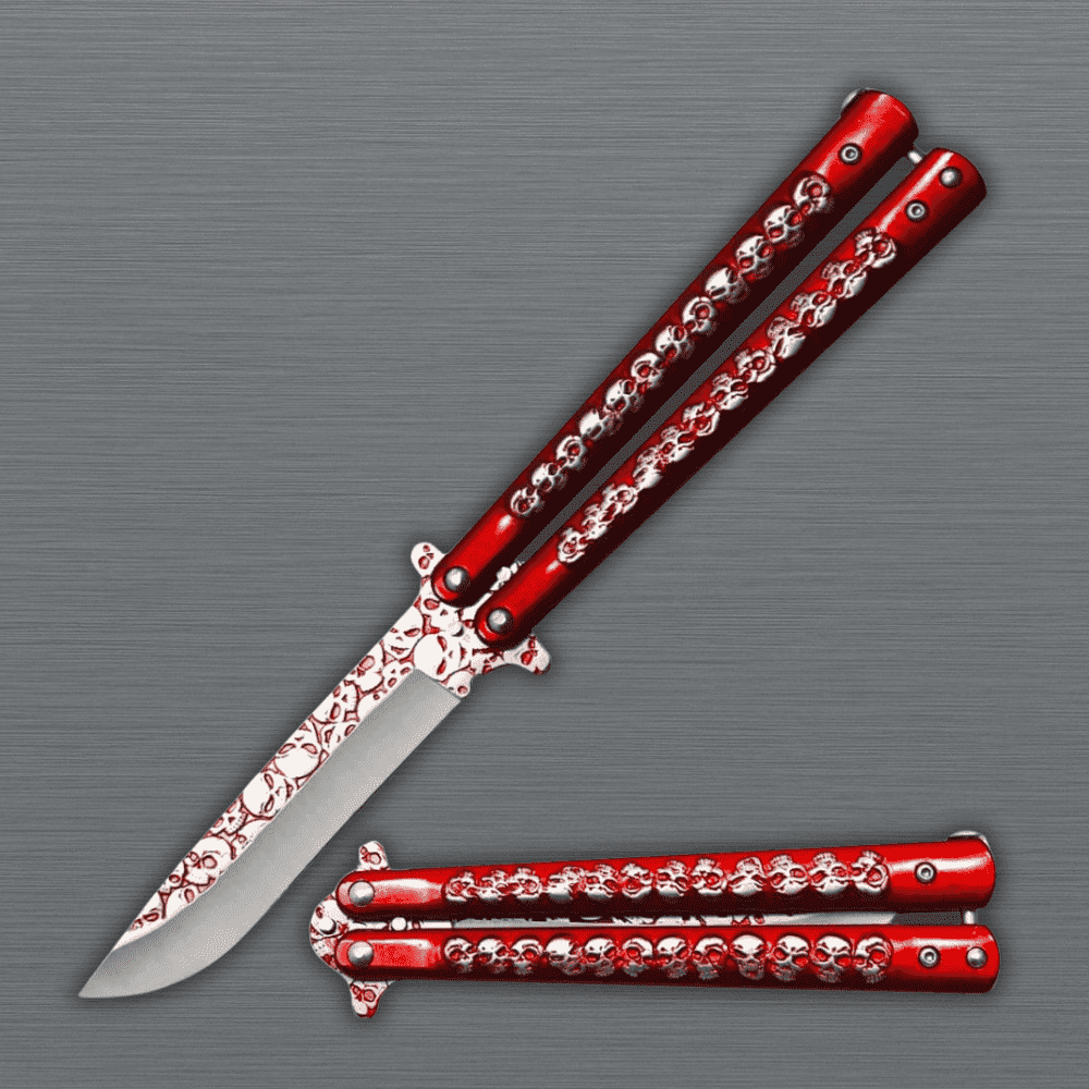 Red Skull Balisong Trainer Butterfly 9" Knife Practice