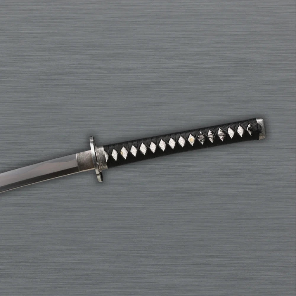 High-carbon steel samurai sword detailing