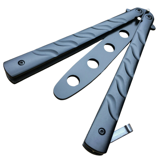 Metal Balisong Butterfly Trainer 8.5" Knife Dull Blade