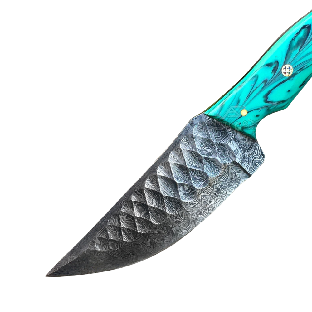 Hand Forged Damascus Skinner 9" Knife Gift for Dad