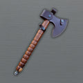 Hand-forged Viking tomahawk with pipe bowl front view