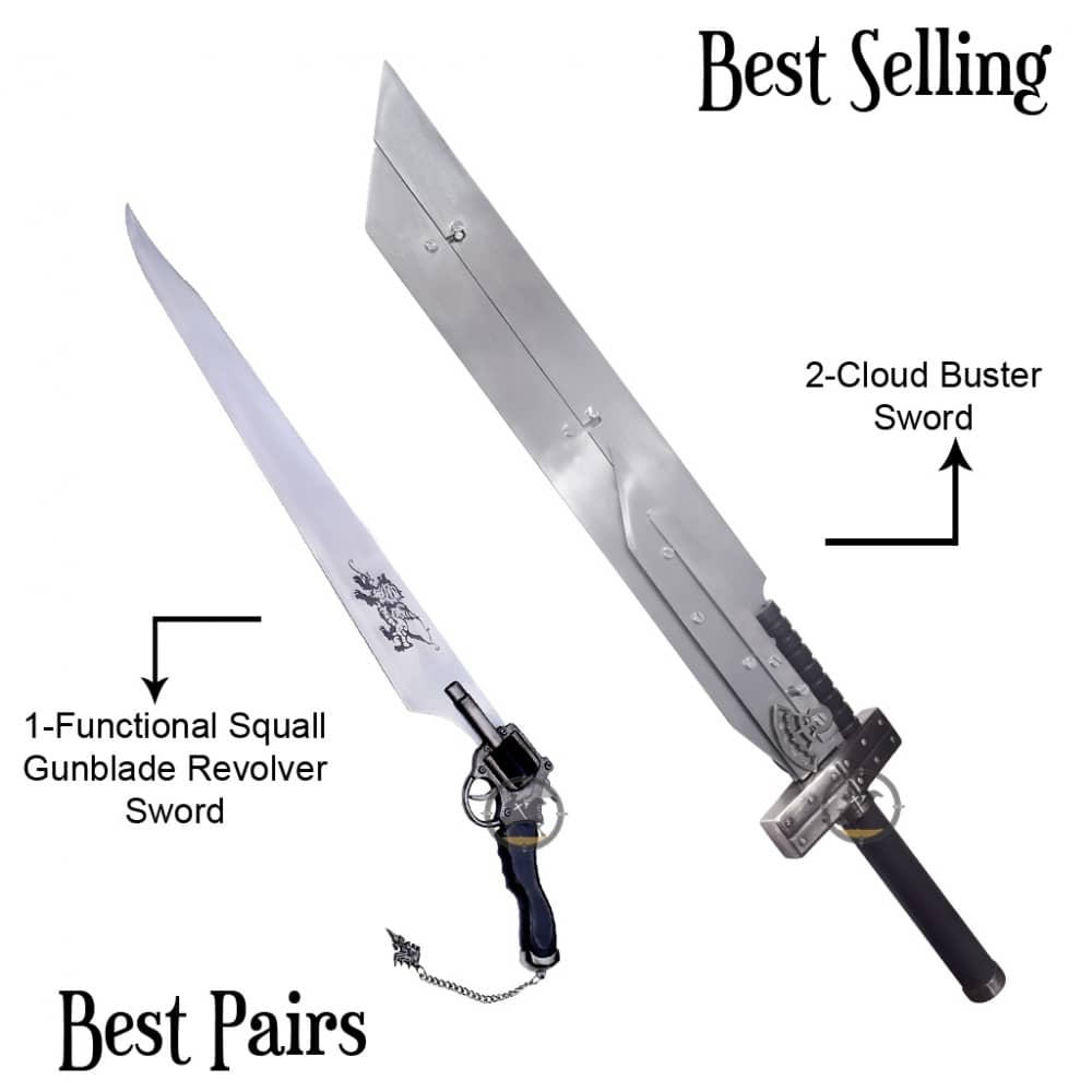 Final Fantasy Squall Gunblade & Cloud Advent Children Buster Fusion Sword