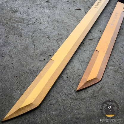 2 Pc Combat Fantasy Ninja Gold Sword Set