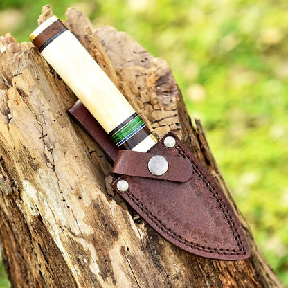 Full Tang Damascus Skinning 8.5" Knife Camel Bone Handle