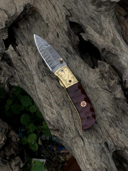 Custom Handmade Damascus Folding Pocket 6.5" knife
