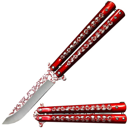 Red Skull Balisong Trainer Butterfly 9" Knife Practice