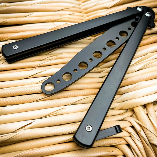 Black Stainless Steel Balisong Butterfly 9" Knife Trainer