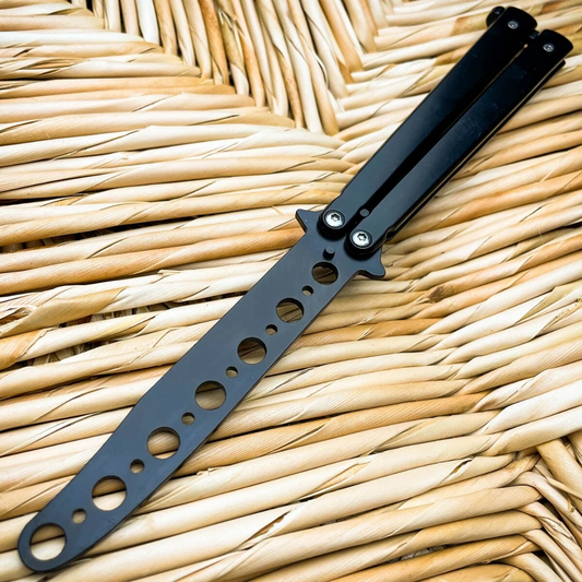Black Stainless Steel Balisong Butterfly 9" Knife Trainer